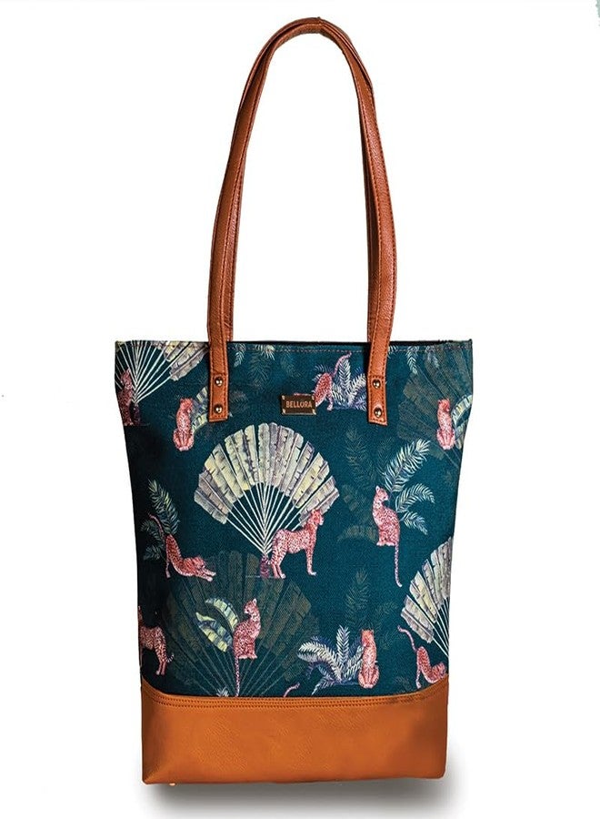 BELLORA Women's Tote Bag - Leopard Design, Top Zip Closure & Multiple Pockets - Image 2